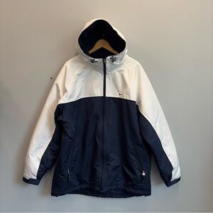 Nike Swoosh Jacket Men's XL Full Zip Insulated Hooded Blue White
